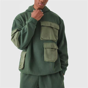 Sweat à capuche pour homme en molleton français surdimensionné et épais, avec logo personnalisé, plusieurs poches cargo, nouveau design, haute qualité - Product Image 1