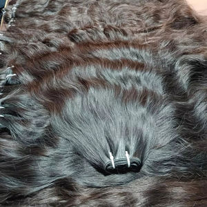 100 por ciento crudo indio doble dibujado extensiones de cabello virgen Color Natural Genius trama barato al por mayor a granel proveedor de confianza - Product Image 4