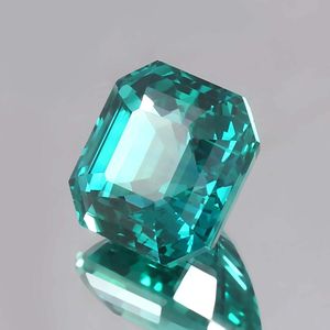 Pierre précieuse de saphir créée par laboratoire vert Asscher de 10 carats en vrac avec cadeau gratuit inclus - Product Image 1