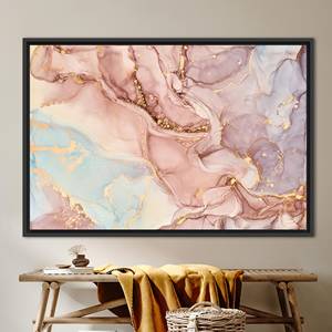 Toile d'art moderne de luxe en marbre - Œuvre d'art imprimée aux tons doux, 1P : encadré noir - Product Image 1
