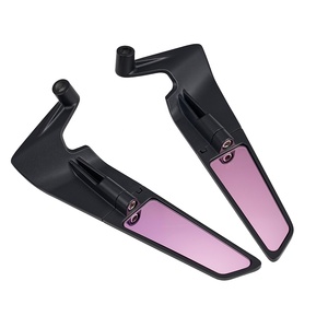 Rétroviseurs de moto JFG Stealth Wind Wing pour Kawasaki Z400 Z650 Z900 Duke MT03 MT07 MT09 Verre violet - Product Image 2