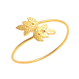 Adjustable Unique Golden Symphony: a Striking Wire Bracelet with Leaf Elegant Long Lines Bracelet - Product Image 1