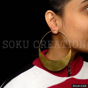 SKU6306ต่างหูเม็ดใหญ่แบบห่วงใหญ่ทำด้วยมือชุบทอง - Product Image 1