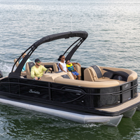 Bateau ponton en aluminium avec bar, bimini top, mobilier, canapé, pont de fête, divertissement, croisière, confortable, spacieux, pêche, moteur hors-bord