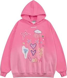 Sudadera con capucha y cremallera para mujer y hombre, con estampado de letras y estrellas, estilo grunge, de pana - Product Image 2