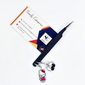 Pince à cils en acier inoxydable personnalisée en gros boîte en vrac isolation marque privée pince à cils pointe en fibre avec ensemble de breloques - Product Image 1