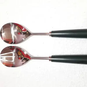 Ensemble de saladiers en acier inoxydable personnalisé, design classique, articles de décoration pour la maison, service à salade, poignée en résine, écologique, passe au lave-vaisselle - Product Image 1