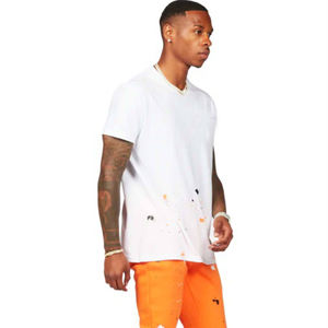Ensemble t-shirt blanc et pantalon orange pour homme, en coton mélangé, tenue décontractée streetwear, vêtements personnalisés avec logo imprimé - Product Image 3