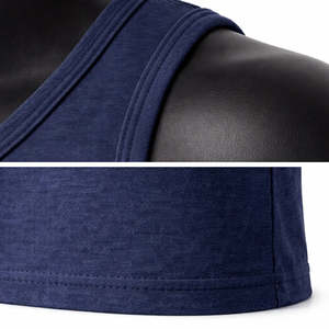 Camiseta sin mangas azul marino para hombre, cuello redondo, algodón, informal, camiseta sin mangas negra de punto, camiseta sin mangas de color sólido para hombre - Product Image 6