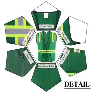 Reflective Safety <b>Vest</b> Clothing Hi Vis Workwear Mesh Nylon <b>Men</b> Construction <b>Vest</b> Zipper <b>Multi</b> Pockets ANSI Class 2 Waterproof - Product Image 2
