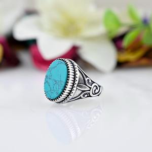 Bague classique bijoux pour femmes argent Boho Style bijoux 925 argent Sterling Turquoise pierres précieuses à la main bague cadeau pour femme - Product Image 4