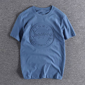 Hombres personalizados 100% algodón 3D impresión en relieve camisetas gráfico personalizado en relieve Logo camiseta - Product Image 3