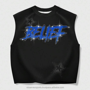 Camiseta sin mangas personalizada para hombre, corte regular, 100% algodón, estilo vintage, oversize, transpirable, streetwear, fabricante de serigrafía - Product Image 2