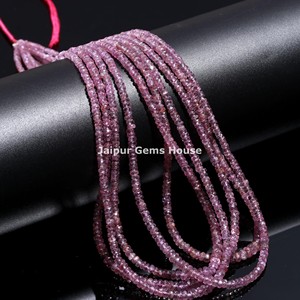 Collier de perles de saphir rose AAA de haute qualité 3mm 100% perles de pierres précieuses à facettes naturelles pierre de cristal de haute précision - Product Image 3