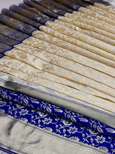 ผ้าแจ็คการ์ดหนาผ้าแจ็คการ์ดสีม่วงสีฟ้าขอบสีทองขนาดใหญ่สำหรับงานปาร์ตี้บอลลีวูดฤดูร้อนฤดูหนาว - Product Image 4