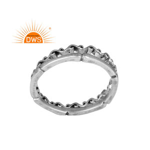 Último diseño anillo de banda de declaración de plata esterlina oxidada joyería personalizada para mujer regalo para ella - Product Image 1