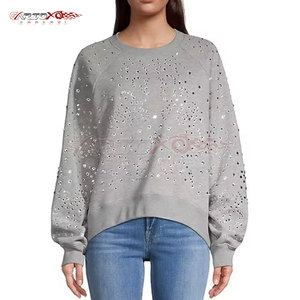 เสื้อสเวตเชิ้ตติดพลอยเทียมแฟชั่นสำหรับผู้หญิงคอกลมและตัวอักษรแวววาวเสื้อสเวตเชิ้ตประดับพลอยเทียมน่ารักสำหรับผู้หญิง - Product Image 5