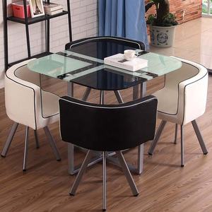 Meubles de salle à manger carrés modernes à bas prix et peu encombrants ensemble de 4 chaises table à manger en verre rouge et noir des Philippines de Malaisie - Product Image 5