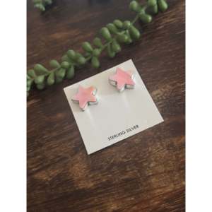 Donovan Skeets Pink Conch & Sterling <b>Silver</b> <b>Stud</b> Earrings Post Star Design - Product Image 4