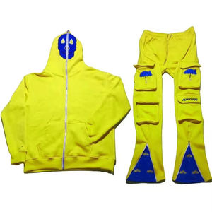 ชุดวอร์มฤดูหนาวคุณภาพดีที่สุดสำหรับทุกเพศทุกวัย ไซส์พลัส ผ้าฝ้ายแท้ เสื้อฮู้ดดี้ทรงหลวม กางเกงขายาวทรงบานพิมพ์ลาย 3 มิติ สำหรับโลโก้แบบเรียบง่าย สไตล์ลำลอง - Product Image 1