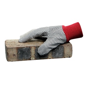 Poignet tricoté rouge PVC pointillé toile gants de travail coton matériel perceuse pointillé gants pour jardin travail gants de sécurité - Product Image 4