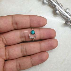 แหวนฝังหินเทอร์ควอยซ์ทำมือฟรีสีโรสโกลด์ชุบปรับได้เปิดรูปทรงดวงจันทร์สไตล์ฮิปฮอป - Product Image 5