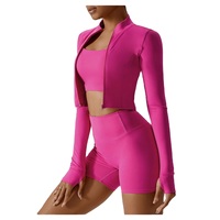 Ensemble de yoga 3 pièces écologique pour femme : Leggings respirants taille haute extensibles sans coutures, soutien-gorge de sport et cordon de serrage pour fitness et gym