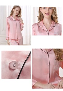 Pyjama court d'été personnalisé pour femmes, vêtements de nuit, imprimé floral, luxe, piping contrasté, pyjama en satin pour femmes, ensemble - Product Image 3