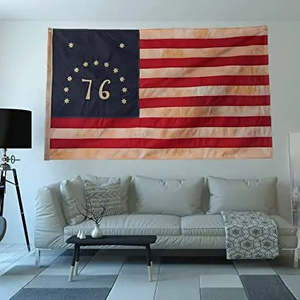 Bandera Americana Bordada de Tela Resistente 3x5, Estilo Vintage de 1776, con Diseño de Betsy Ross, Teñida con Tinte de Té, Hecha de Seda, de Bennington Founding Fathers - Product Image 5