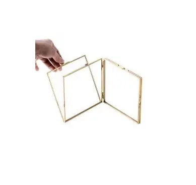 Glass Floating Frame Gold Octagon Clear Wall Decor Brass Hanging Frame For Display Pressed Plant Specimen Dried Flowers