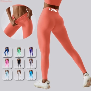 Solid Elastic Waist Compression Yoga Leggings <b>Pants</b> for Fitness Ladies Gym Workout Leggings OEM customization - Product Image 3