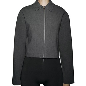 แจ็คเก็ตครอปซิปเต็มสำหรับผู้หญิงเสื้อครอปแบบพรีเมี่ยมปรับแต่งได้ - Product Image 1