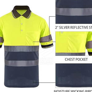 Mejor precio Hi Vis Reflective Road Safety Shirt Hombres Transpirable Hi Vis Safety Shirt con cremallera - Product Image 3