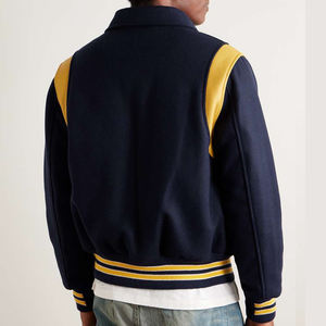 Nouvelle veste de baseball élégante pour homme avec logo brodé en chenille personnalisé, manches en cuir, veste universitaire d'hiver - Product Image 3