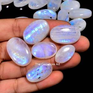 100% cabujones de piedra lunar arcoíris de Fuego Azul Natural a granel para la fabricación de joyas pulidas a mano al por mayor de piedras preciosas OEM - Product Image 1