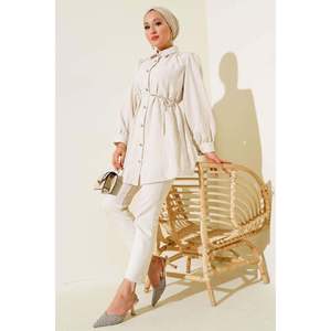 Chemise Rayée Boutonnée Stone Beige - Product Image 2