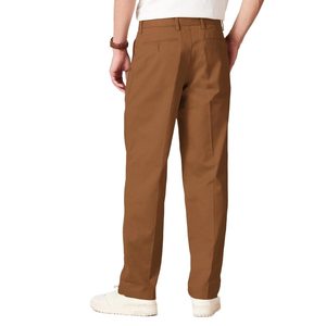 Customized Lightweight <b>Men's</b> Vintage Casual High Stretch Waist Slim Fit Tapered Cotton Twill Dress <b>Chino</b> Pants Pockets <b>Brown</b> - Product Image 2