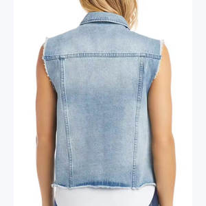 Chaqueta Vaquera Azul Lavado Elegante para Mujer, Estilo Casual con Botones, Transpirable, Color Sólido, para Invierno, Chaleco Vaquero para Mujer - Product Image 6