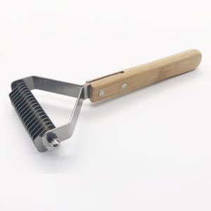 Sous-poil de toilettage pour animaux de compagnie râteau manche en bambou un côté et peigne de démêlage double face pour chiens chats - Product Image 6