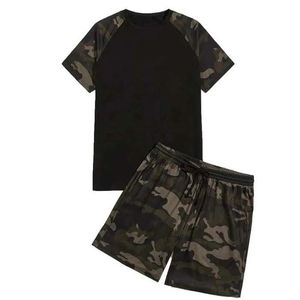 Men's Summer Sportswear Suit <b>Camo</b> Print <b>Short</b> Sleeve T-Shirt & Drawstring Waist <b>Shorts</b> Set Plus Size 2 Piece Tracksuits - Product Image 1