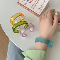 Vente en gros de bracelet jonc d'été en résine acrylique pour femmes plaqué or clair avec zircon de style néo-gothique et géométrique