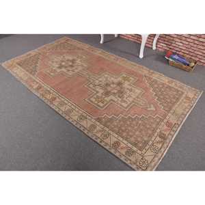 4.3x8.4 ft Turkish Area Rug, Vintage <b>Brown</b> Polka dot Rug - Product Image 2