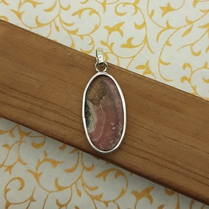 Designer 925 Sterling <b>Silver</b> Women's Rhodochrosite Gemstone Pendant Bezel Setting Fine Jewelry Gift for Her <b>Charm</b> Pendants - Product Image 4