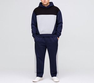 Mode hommes baggy survêtement surdimensionné deux pièces tenue décontracté jogging ensemble avec cordon de serrage pantalon et pull à capuche - Product Image 4