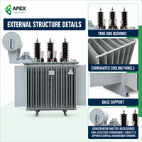 Transformateur de distribution immergé dans l'huile triphasé APEX S13 1000-2500 kVA 22 kV/400-415 V pour projets EPC d'infrastructure 50/60 Hz