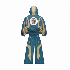 Ensemble coupe-vent en polyester 210 GSM de qualité supérieure de grande taille avec doublure en maille douce, ensemble coupe-vent à chaud avec broderie de logo personnalisé - Product Image 2