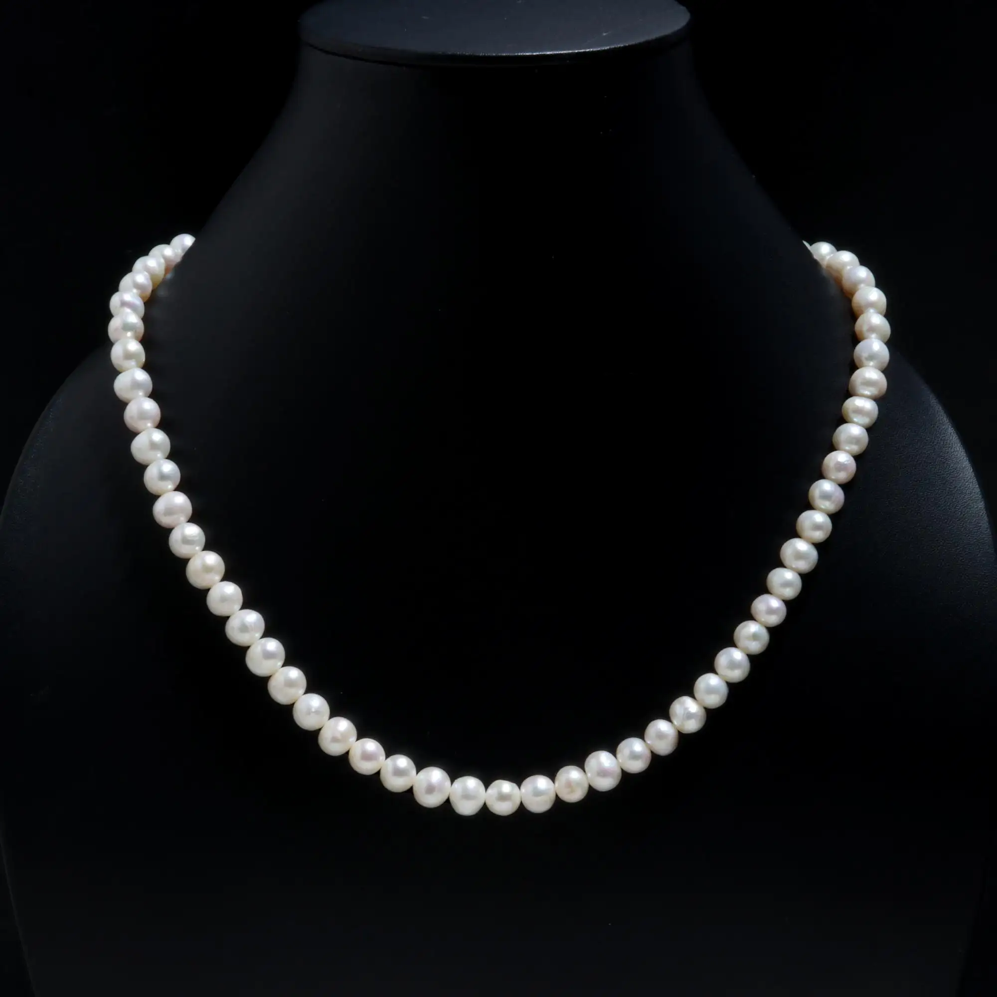 Collar de perlas naturales de gran venta, collar de perlas genuinas en plata de ley de agua dulce, Gargantilla de perlas madre orgánicas para regalo