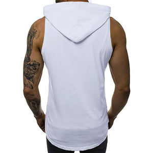 2024 vente chaude personnalisé blanc plaine sans manches Hip Hop sweats à capuche pour hommes Polyester/coton - Product Image 4