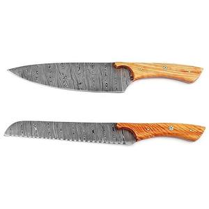 Ensemble de 6 couteaux de chef en gros, manche en bois d'olivier, ensemble de couteaux de cuisine avec sac à couteaux en cuir - Product Image 4