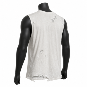 Custom <b>Distressed</b> Sleeveless T Shirt Men Vintage Washed Cotton Muscle Tank <b>Top</b> Oversized Streetwear Raw Hem Gym Casual Vest - Product Image 6